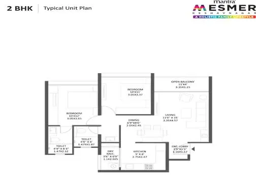 2bhk unit plan